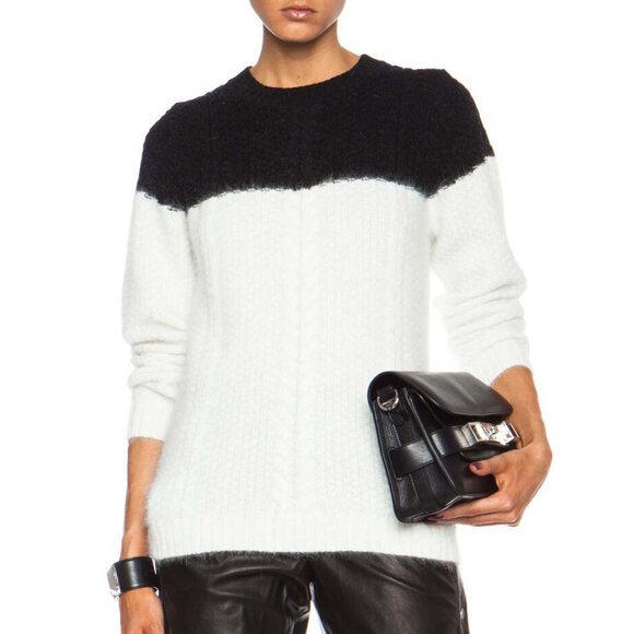 ✨ Band of Outsiders Angora Blend Sweater | Black & White Colorblock ✨ - Small - Picture 1 of 7